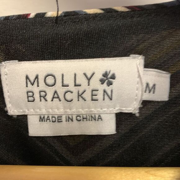 Molly Braken Multicolor Striped Chevron Print 3/4 Sleeve Fit & Flare Dress Sz M - Picture 3 of 13